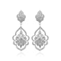 Silver Crystal Openwork Floral Drop Earrings Jewelry Accessory view 5