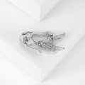 Silver Tone Abalone Shell Swan Brooch Rhinestone Wing Pin view 4