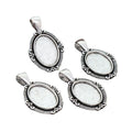 Scroll Edge Oval Pendant Cabochon Setting in Antique Silver view 5