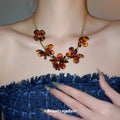 Tortoiseshell Acrylic Petal Hoop Earrings Coffee Gold view 3