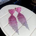 Crystal Bow Tassel Stud Earrings in Five Colors Decorative Jewelry Accessory view 8