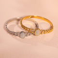Hinge Bangle Curb Chain Oval Zircon Disc Gold Silver Steel view 4