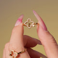 Gold Hollow Four Leaf Clover Zircon Earrings Ring Necklace view 4