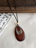 Long Cord Pendant Necklace in Four Wood and Metal Designs view 6