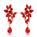 Silver Tone Leaf Crystal Five Designs Metal Dangle Earrings view 9