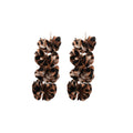 Leopard Print Fabric Flower Statement Hoop Earrings view 5