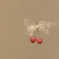 Pink Cherry White Lace Bow Duckbill Hair Clip Single view 2