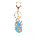 Rhinestone Seahorse Keychain With Colored Stripes And Lobster Clasp view 5