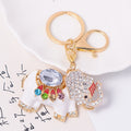 Rhinestone Enamel Elephant Keychain Crystal Saddle Charm view 6