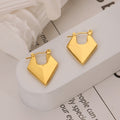 Gold Faceted Diamond Shape Hoop Earrings Latch Back Metal view 4