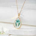 Gold Teardrop Dried Flower Resin Pendant Necklaces 18 Styles view 10