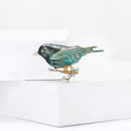 Enamel Bird on Branch Brooch Blue Purple Red Rhinestone Pin view 4