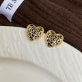 Antique Gold Black Scroll Heart Small Stud Earrings view 3