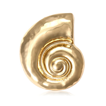 Spiral Shell Brooch In Hammered Gold And Silver Tone Finishes
