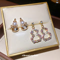 Gold Tone Gourd Earrings in Crystal and Pearl Look Designs view 3