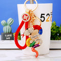 Jeweled Auspicious Snake Keychains with Fortune and Loose Heart Loop Options view 1