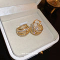 Gold-Tone Crystal Pearl Huggie Earrings For Women Jewelry view 2
