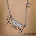 Crystal Leaf Bar Pendant Necklace in Silver Tone with Clear Crystal Details view 5