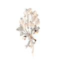 Gold Tone Cats Eye Stone Bouquet Bow Rhinestone Brooch view 5