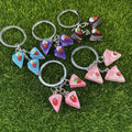 Three Charm Strawberry Layer Cake Split Ring Keychains in Five Colors view 2