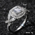 Silver Tone Square Clear Stone Leaf Accent Ring Jewelry view 5