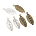 Detailed Leaf Pendant Charms in Silver and Bronze Tones view 5