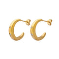 C-Shape Thick Hoop Earrings Star Zircon Gold Steel view 5