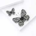 Two Piece Black Crystal Butterfly Brooch Set in Large and Small view 4