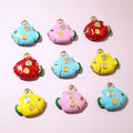 Colorful Enamel Puffer Fish Charms in Five Pictured Options view 2