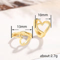 Open Heart Huggie Hoop Earrings Gold and Silver Pair view 4