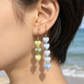 Multicolor Heart Bead Drop Earrings In Three And Five Bead Lengths view 2