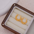 Gold Beaded Hoop Earrings Small Round Balls Copper Pair view 2