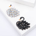 Layered Marquise Crystal Swan Brooch in Black or White view 1