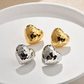 Hammered Heart And Round Geometric Stud Earrings In Four Styles view 2