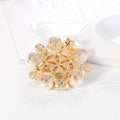Blue Aqua Silver Tone Flower Crystal Pearl Look Metal Brooch Pin view 4
