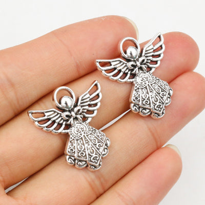 Angel Charms With Detailed Wings arranged in the pictured color and finish options