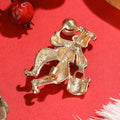 Colorful Jester Brooch with Pearl Like Ball and Clear Crystals view 3