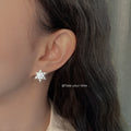 Silver Tone Pale Blue Snowflake Earrings In Stud And Clip Styles view 2