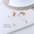 Asymmetric Bead Cascade Drop Earrings Gold and Steel view 2