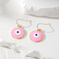 Gold Tone Round Enamel Evil Eye Hook Earrings in Six Colors view 6