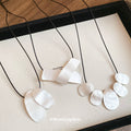 Black Cord Silver Brushed Metal Pendant Necklace Two Styles view 2