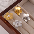 Five Petal Flower Stud Earrings Imitation Pearl Metal view 3