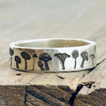 Antique Silver Embossed Mushroom Band Ring Sizes 6-10 view 1