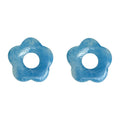 Blue Marbled Acrylic Open Center Flower Stud Earrings view 5