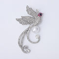 Crystal Phoenix and Pearl Brooch with Polished Metal and Decorative Accents view 6