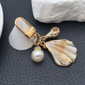 Gold Tone Shell Conch Starfish and Pearl-Look Clasp Charms for Accessory Making view 4