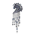 Rhinestone Horse Head Tassel Brooch in Brown or Blue view 2
