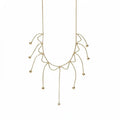 Silver Tone Branch Fringe Statement Necklace with Metal Settings view 5