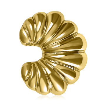 Fluted Fan Shell Brooch In Gold And Silver Tone Finishes