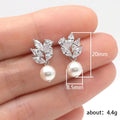 White Gold Leaf Marquise Faux Pearl Drop Earrings Alloy view 5